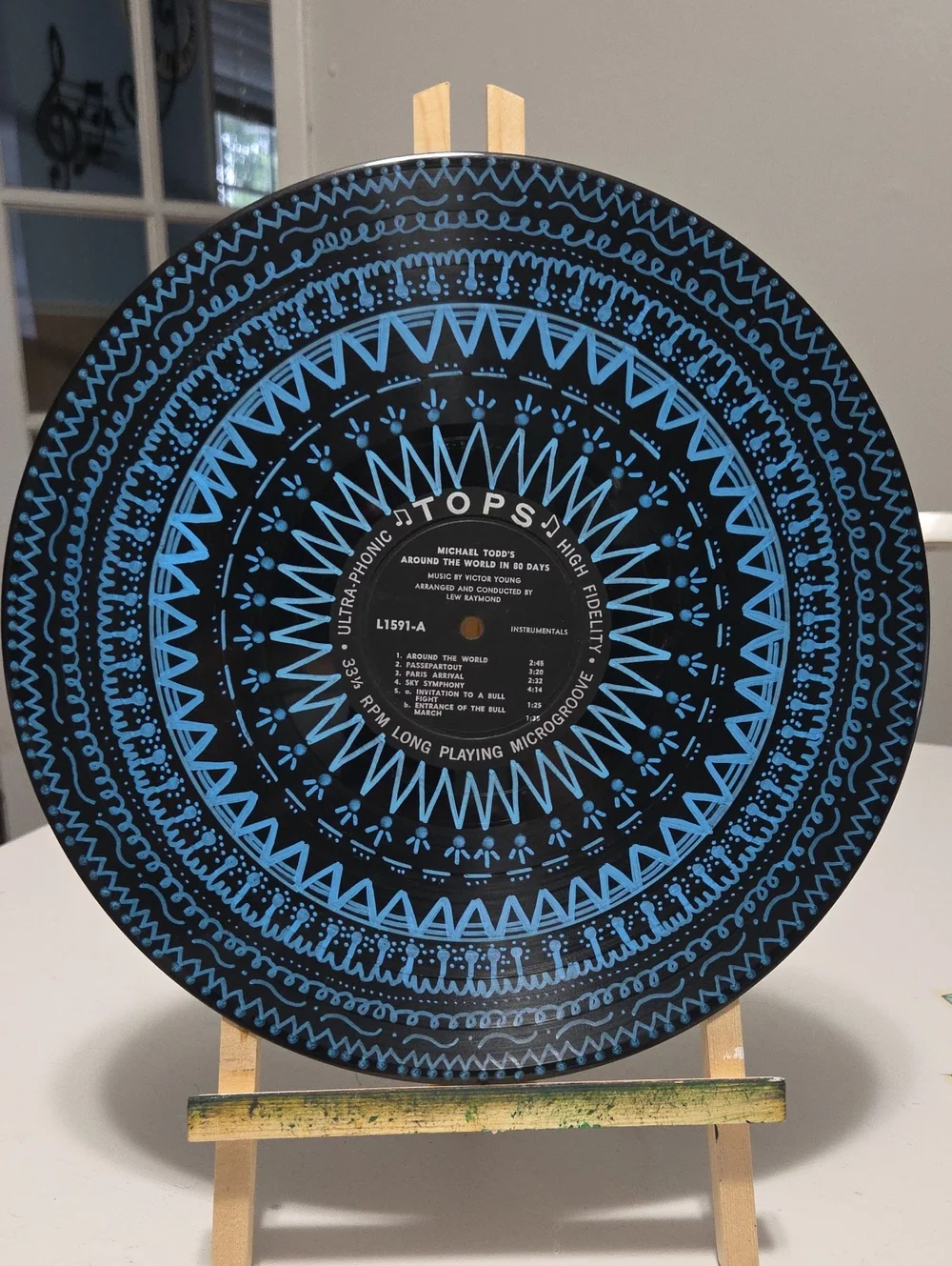 Hand-painted Vinyl Record Mandala
